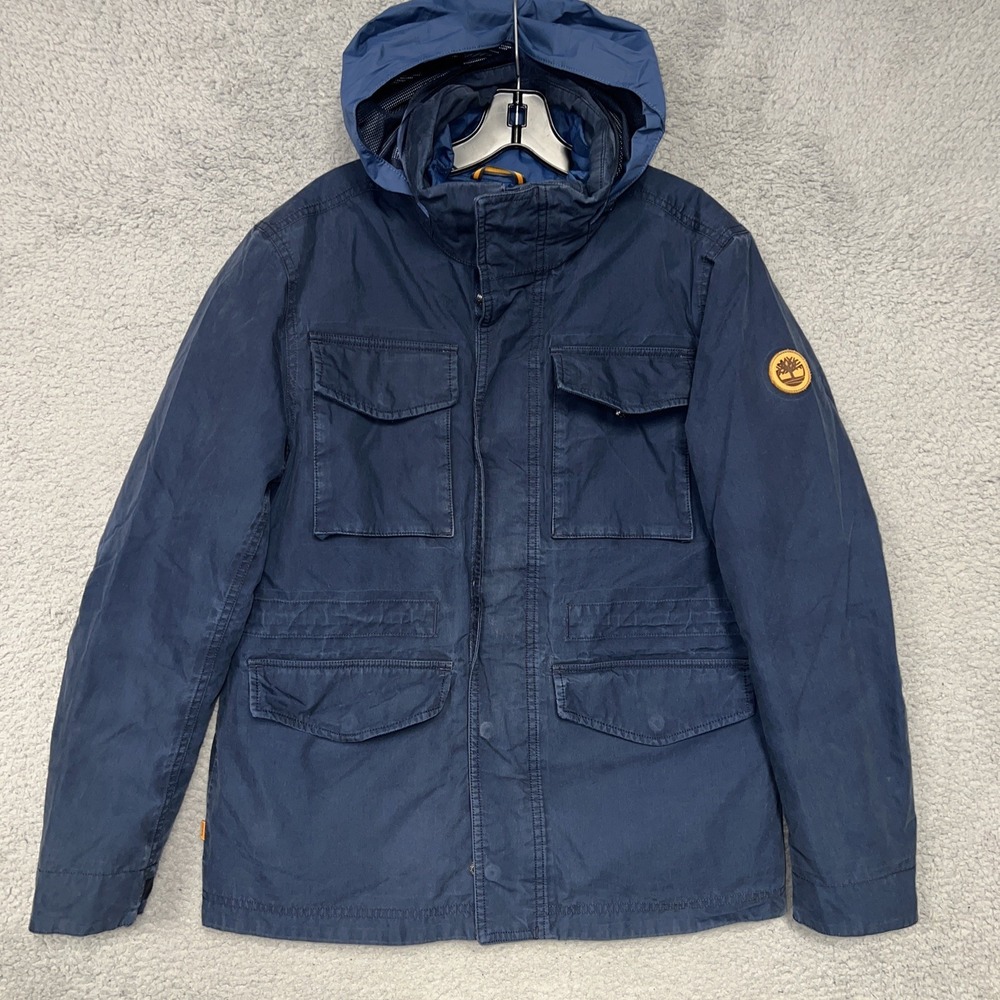 Timberland M-65 Field 2 in 1 Jacket Men Sz S Blue Hooded Corduroy Lined Military
